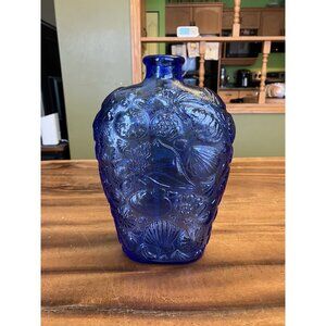 Vintage Cobalt Blue Bottle W/Seashell Pattern Canada
